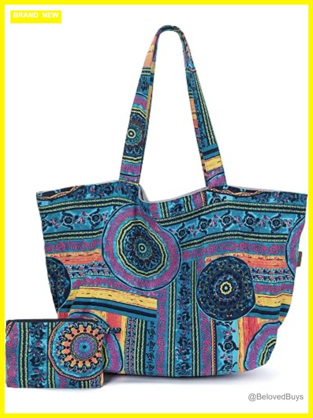 Large Hippie Tote Bag Canvas Bohemian Shoulder Bag Tourist Travel Handbag
